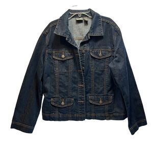 ADDITIONS by Chicos 2 Women's Jacket LG Indigo Button Denim Rustic Cabin Ranch